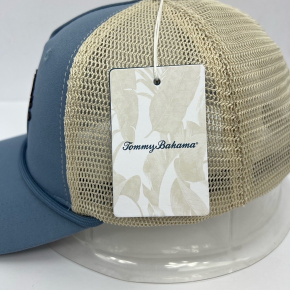 TOMMY BAHAMA CAP/HAT, 3D MARLON FISH & TOMMY LOGO IN RUBBER, BLUE WITH TAN MESH - Picture 11 of 13